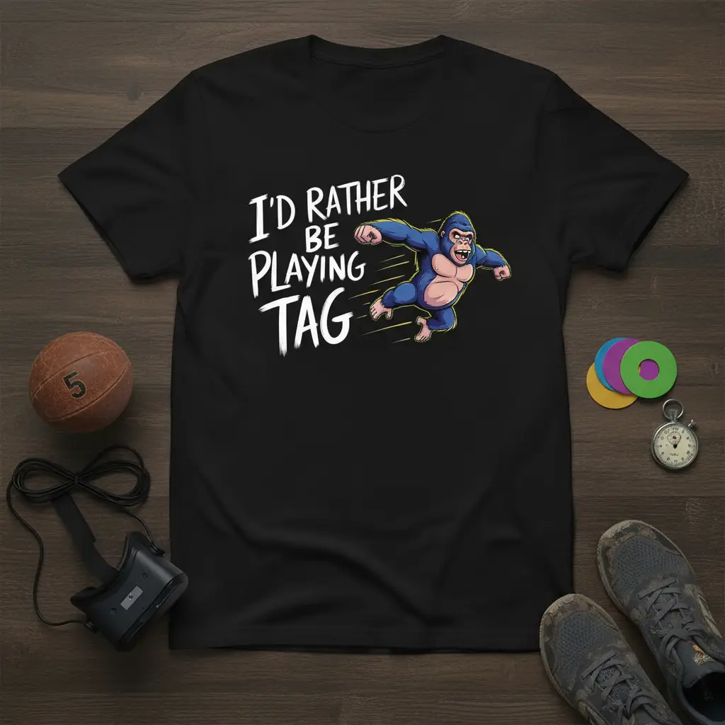 I’d Rather Be Playing Tag Gorilla T-Shirt Funny Game Lover Gift
