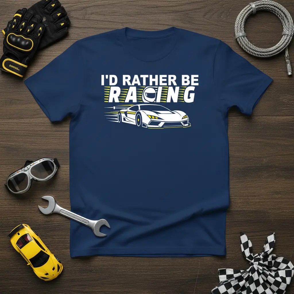 I’d Rather Be Racing T-Shirt Motorsport Car Enthusiast Gift