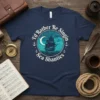 T-shirt with "I'd Rather Be Singin' Sea Shanties" text and a vintage sailing ship graphic under a crescent moon