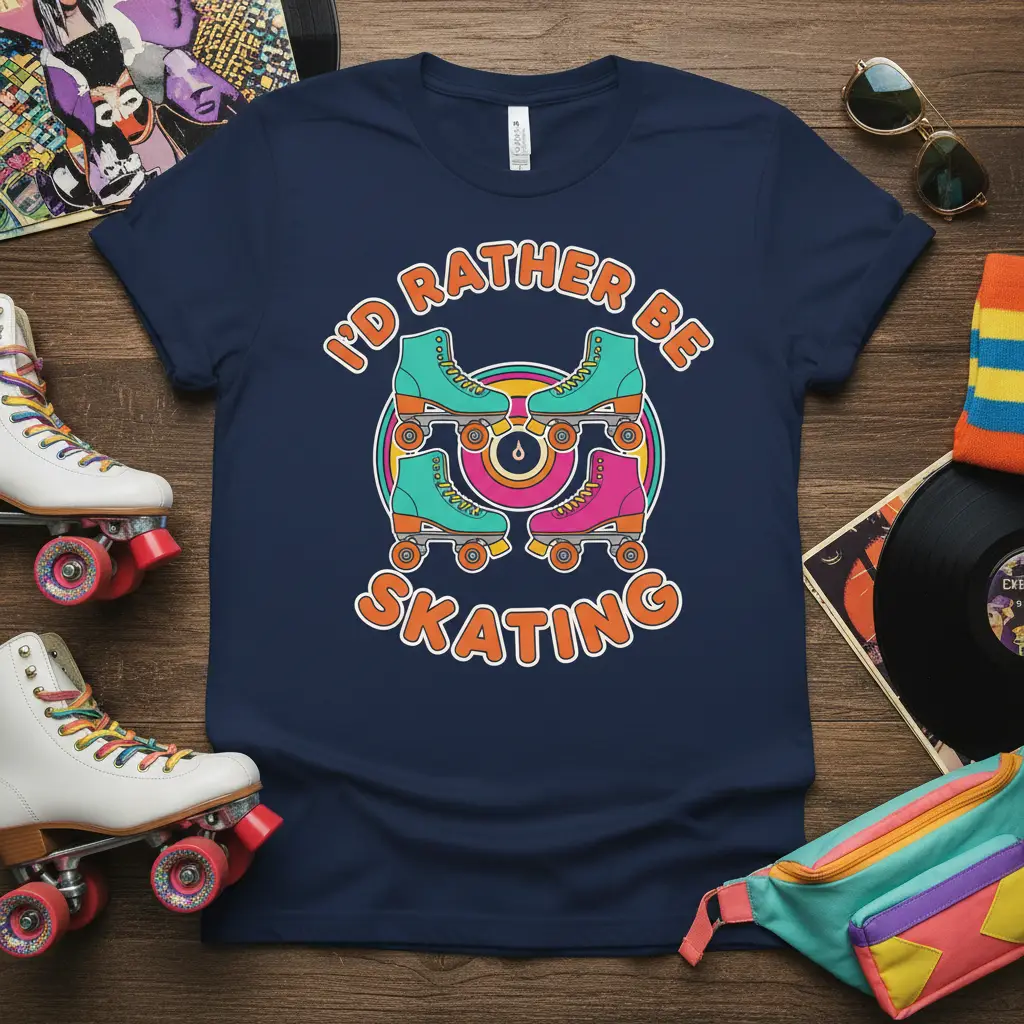 I’d Rather Be Skating Retro Roller Skate T-Shirt