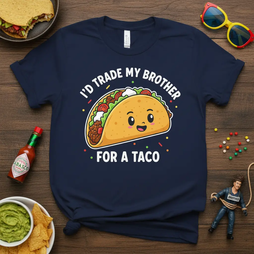 I’d Trade My Brother for a Taco T-Shirt Funny Sibling Gift