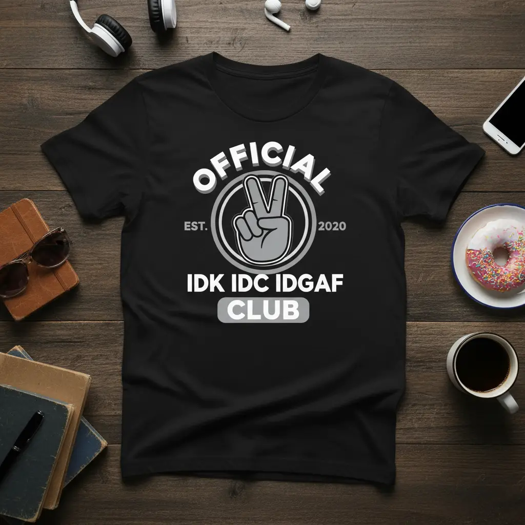 Idk Idc Idgaf Club T-Shirt Funny Sarcastic Quote