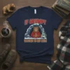 If Grumpy Return To My Cave text with a grumpy bear in a cave graphic on a navy t-shirt