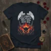 If I Cannot Bend Heaven Then I Shall Raise Hell t-shirt with angel wings and a flaming skull graphic