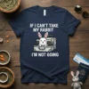 If I Can't Take My Rabbit I'm Not Going quote on a navy t-shirt with a cartoon rabbit in a