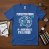 Virgo t-shirt with "Perfection Mode ON" and "Virgo Active" text inside a brain graphic, "If I Overthink It, I'm A