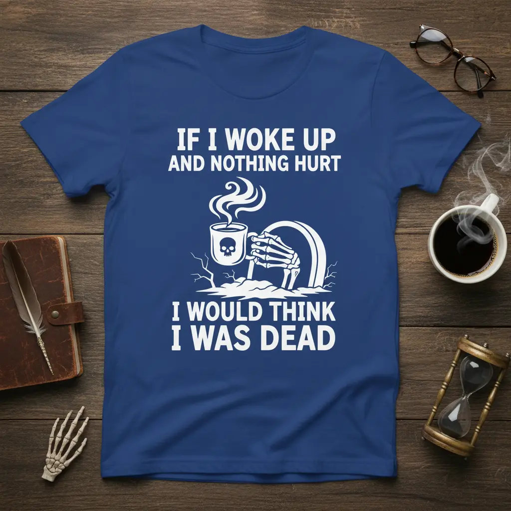 If I Woke Up and Nothing Hurt T-Shirt Funny Skeleton Coffee Gift
