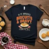 If It Involves Biscuits & Gravy Count Me In text design with a skillet of biscuits and gravy graphic