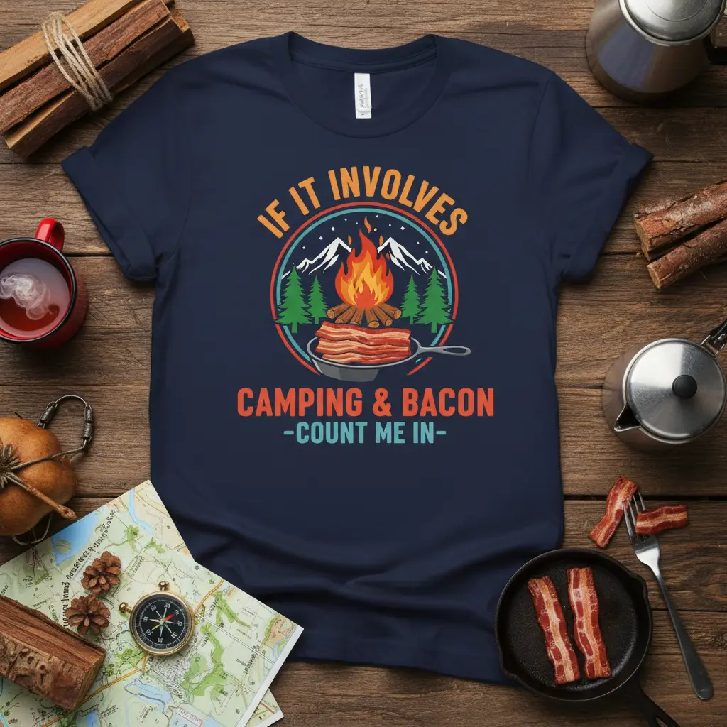 If It Involves Camping & Bacon Count Me in T-Shirt