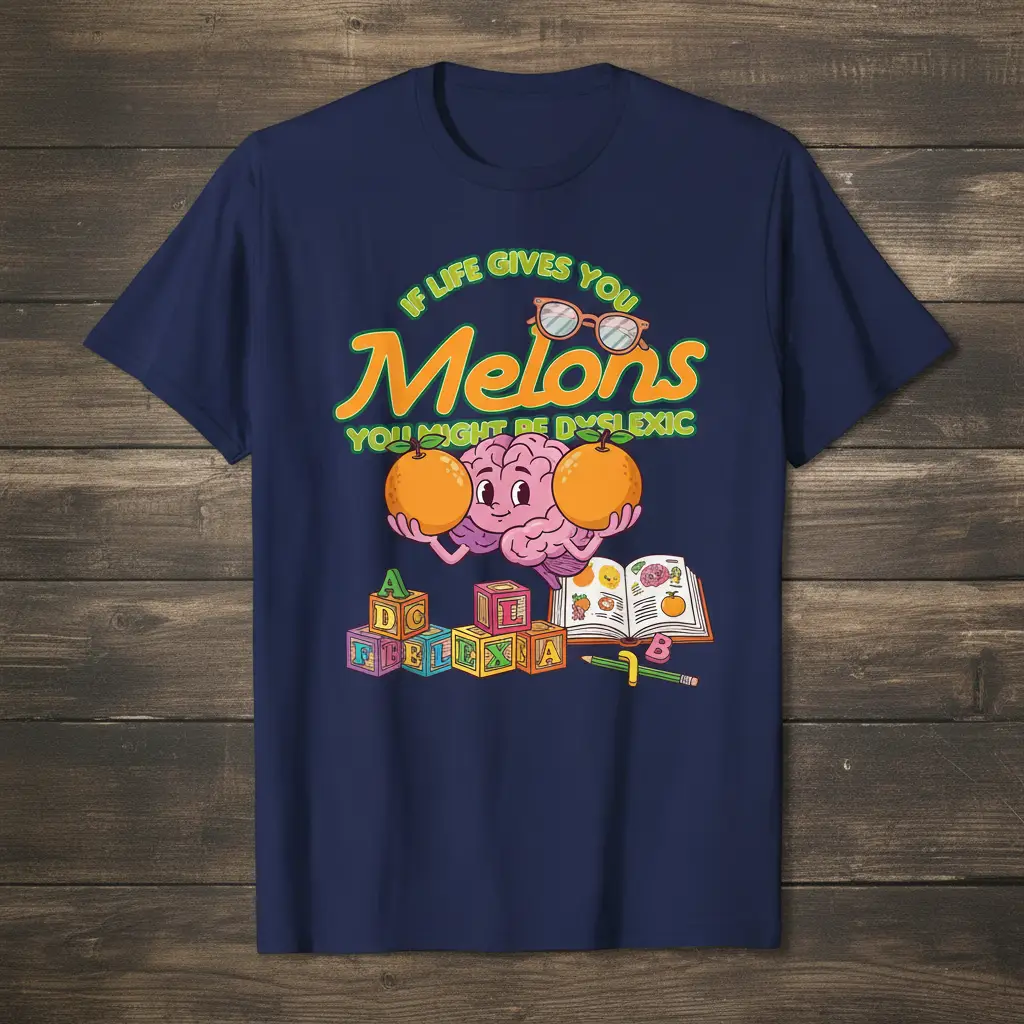 If Life Gives You Melons Dyslexic Funny Brain T-Shirt