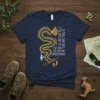 Navy blue t-shirt with yellow text and illustration about losing your didgeridoo. Includes the phrase "If You Can This I've