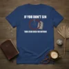 Christian t-shirt with the quote "If You Don't Sin Then Jesus Died For Nothing" and graphics of a broken crown