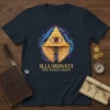 Illuminati New World Order T-Shirt with Eye of Providence symbol and gold cracked triangle graphic