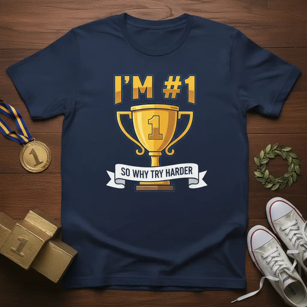 I’m #1 So Why Try Harder Trophy T-Shirt Funny Winner Gift