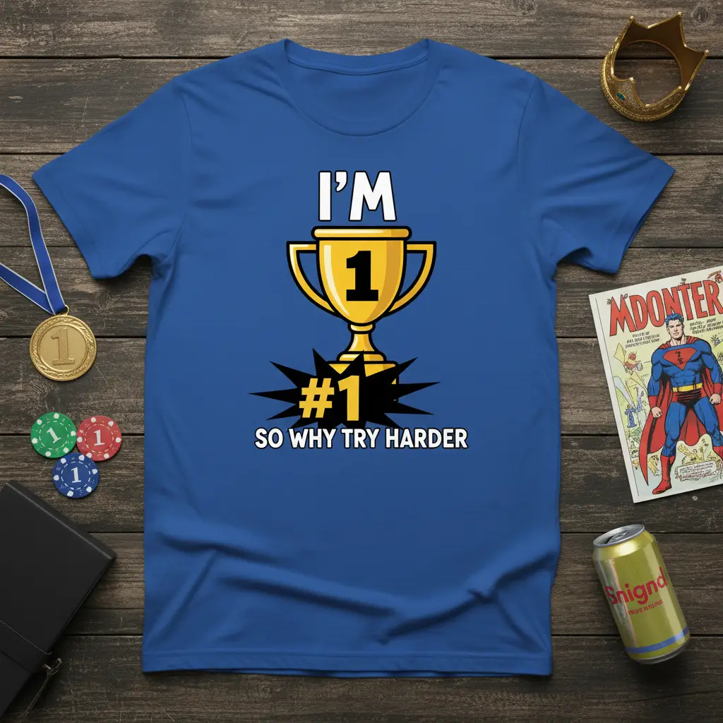 I’m #1 So Why Try Harder Trophy T-Shirt Funny Winner Gift