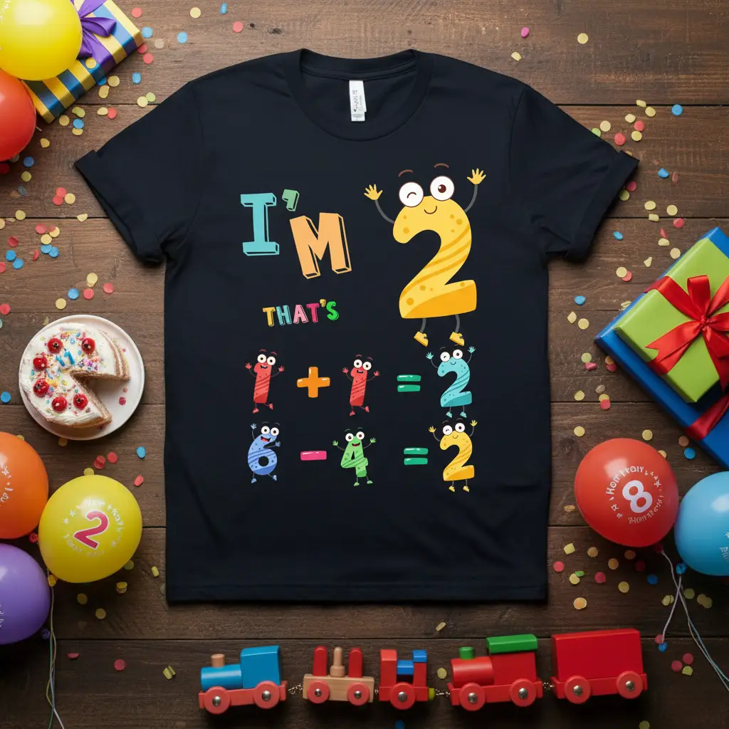 I’m 2 That’s 1+1=2 Birthday Two Year Old T-Shirt