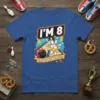 I'm 8 This Is How I Roll bowling t-shirt design with bowling ball and pins hitting the strike