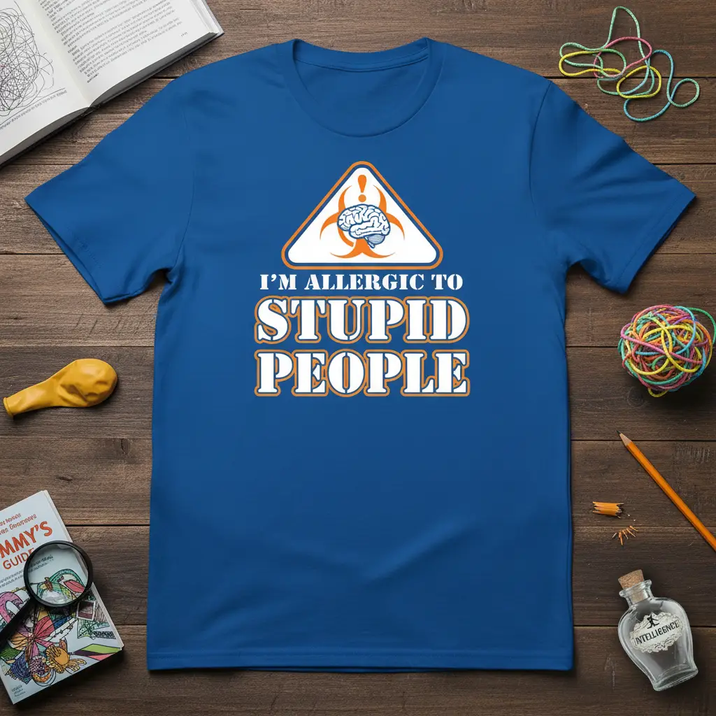 I’m Allergic to Stupid People T-Shirt Funny Sarcastic Quote