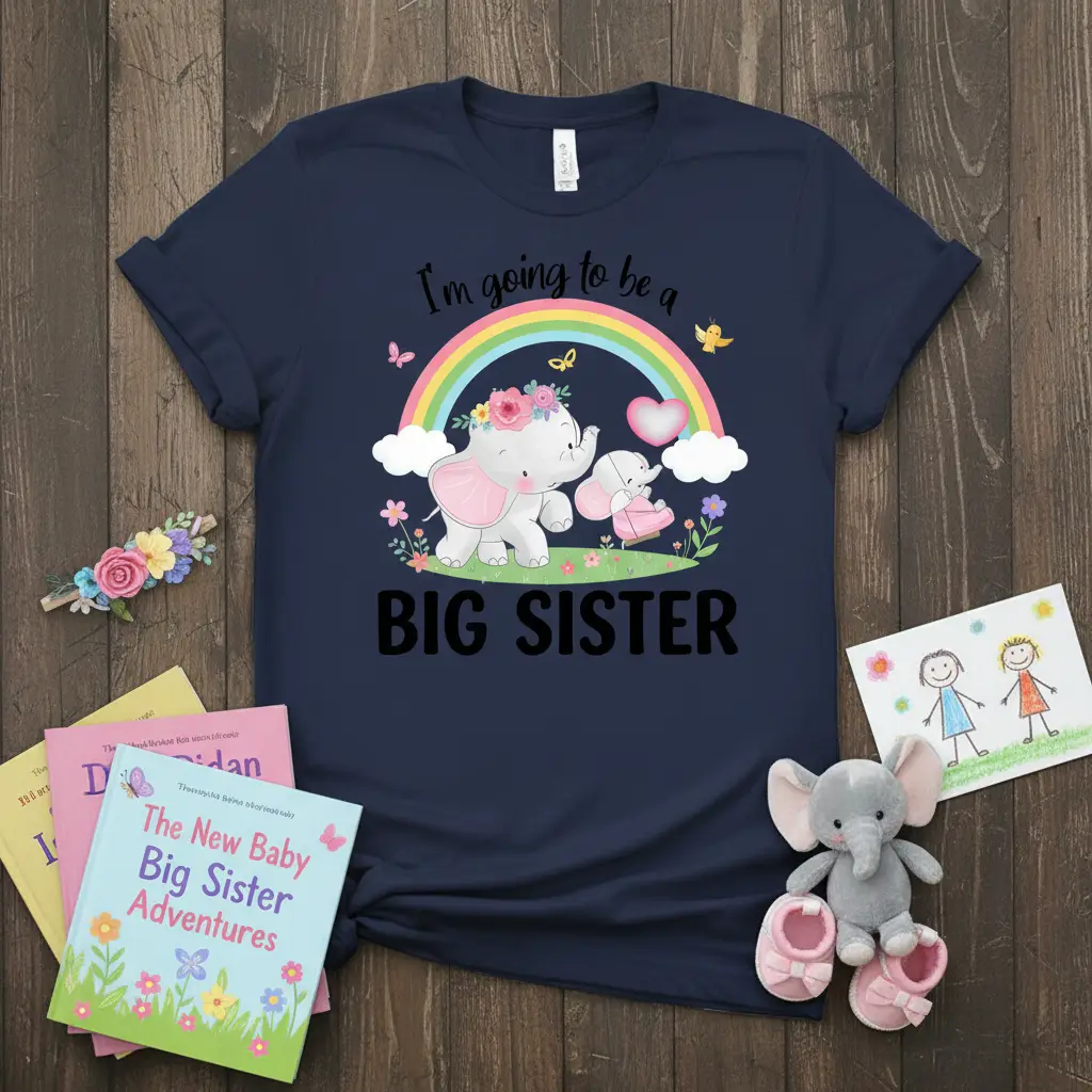 I’m Going to Be a Big Sister Elephant T-Shirt Announcement Gift