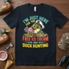 I'm Just Here For Free Ice Cream And Duck Hunting T-Shirt with cute duck graphic