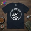 I'm Just Here The Cat t-shirt design with a grumpy cat wearing an apron and a bowl of fish