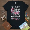 I'm Just A 6 Year Girl WHO LOVES Horses text with floral number 6 and horse graphic on a black