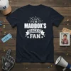 Navy t-shirt with white text that reads "I'm Maddox's Biggest Fan" in a bold, celebratory font with star accents