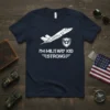Navy t-shirt with white text "I'm Military Kid Strong" and a jet graphic with a shield