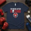 I'm Nicer After Boxing t-shirt with red and white boxing gloves and punch bag graphic