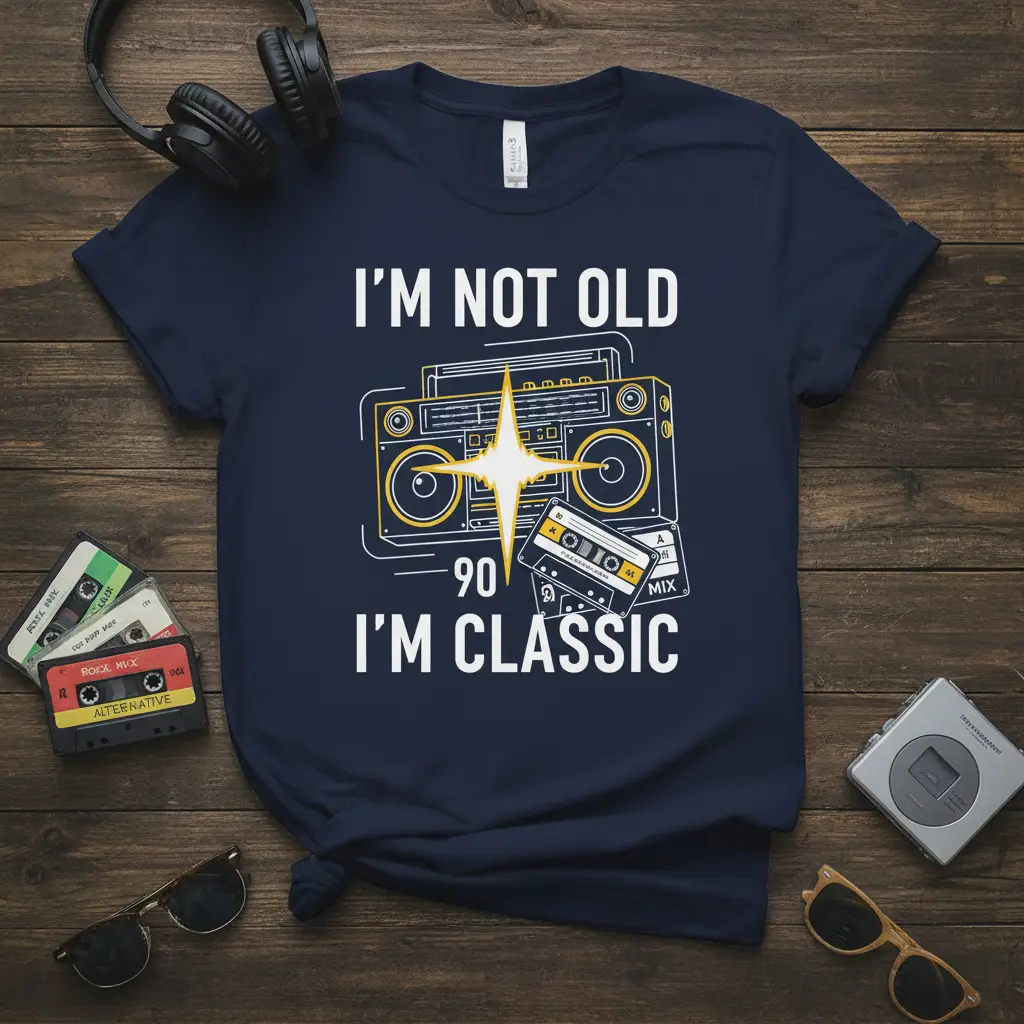 I’m Not Old 90 I’m Classic Retro Boombox T-Shirt