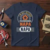 Navy blue t-shirt with white and orange text "I'm Not Retired I'm A Professional NAPA NAPA" and a gear graphic