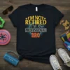 I'm Not Retired I'm A Professional Bro text design with distressed typography and circular graphic elements