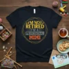 I'm Not Retired I'm A Professional Mimi quote on a navy t-shirt, featuring distressed yellow and orange text within a