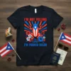 Black t-shirt with a frog design saying "I'm Not Yelling I'm Puerto Rican"