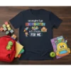 I'm Ready For Kindergarten But Is It Ready For Me t-shirt with colorful text, rocket, schoolhouse, and ABC blocks graphic