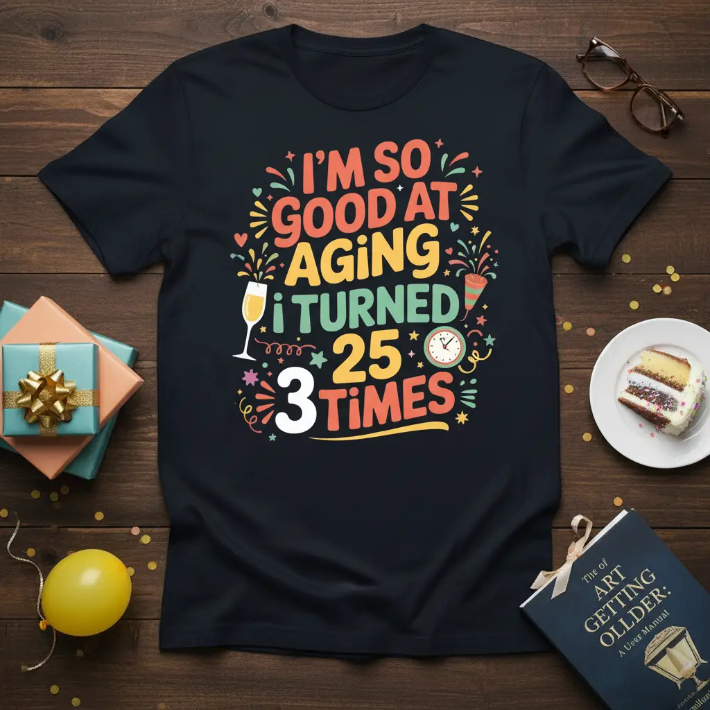 I’m So Good at Aging I Turned 25 3 Times Birthday Tee