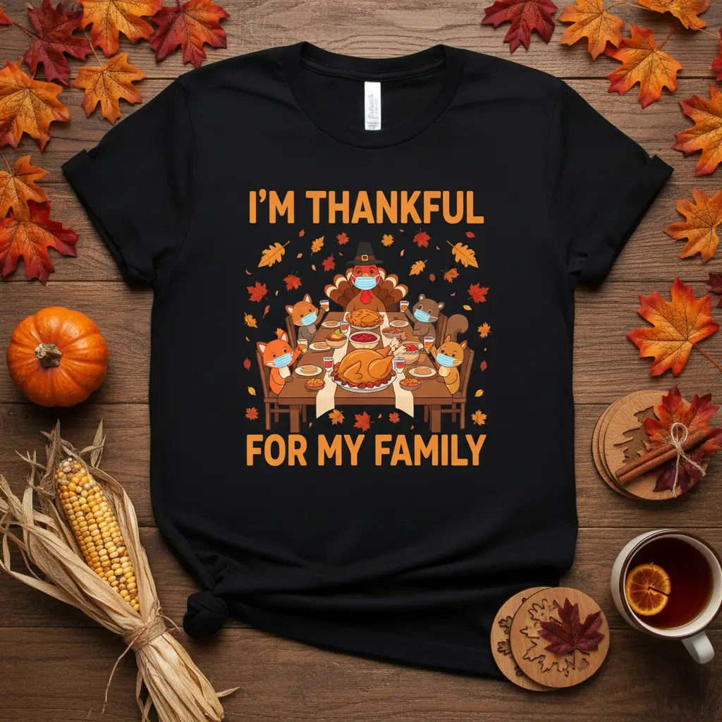 I’m Thankful for My Family Thanksgiving Turkey T-Shirt