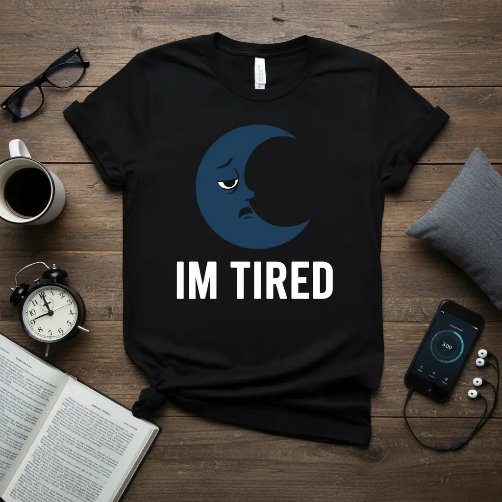 Im Tired Moon Face T-Shirt Funny Sleepy Gift for Her