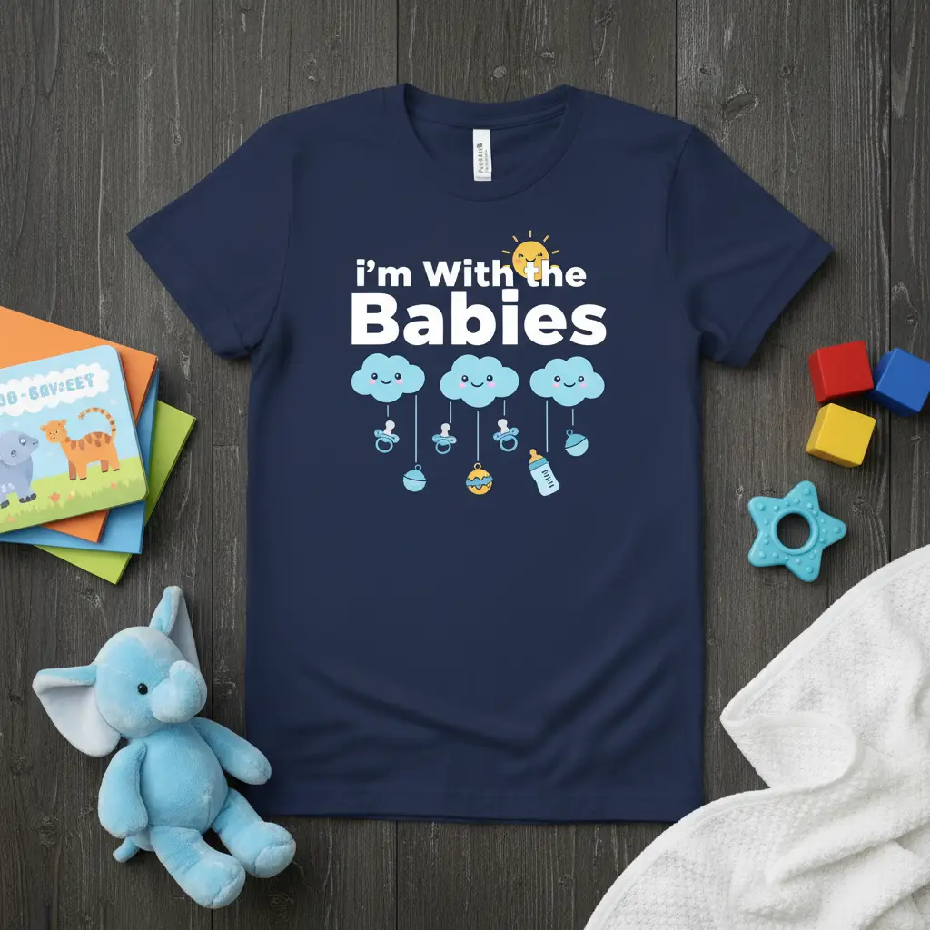I’m With the Babies Cute Mom Tee for New Parents