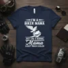 I'm a Biker Mama Just Like a Normal Mama Except Much Cooler quote on a navy t-shirt with eagle and