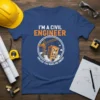 Civil engineer t-shirt with "I'm A Civil Engineer Unless You Make Me Angry" text and a cartoon angry building being