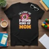 Black t-shirt with "I'm a Drop the F-Bomb Kind of Mom" text and a bomb graphic. Features POW! and BLAST!