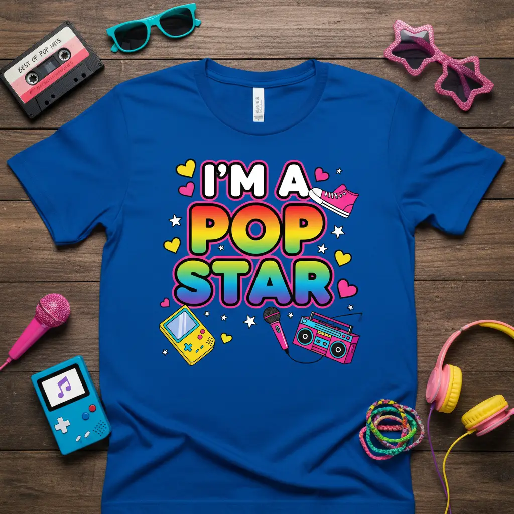 I’m a Pop Star Retro Rainbow T-Shirt Gift for Music Lovers