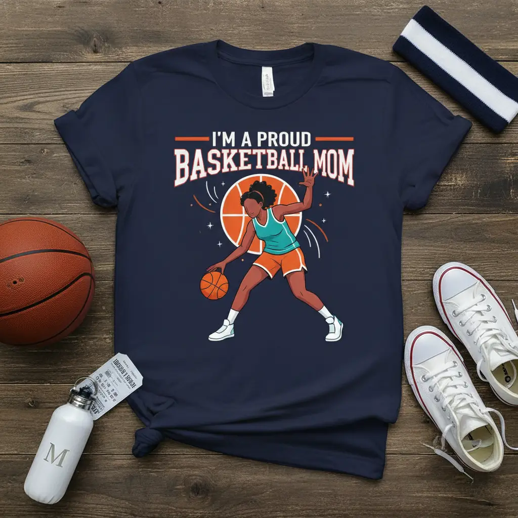 I’m a Proud Basketball Mom T-Shirt Gift for Sports Moms