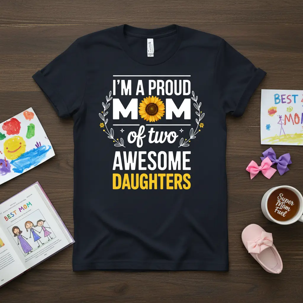 I’m a Proud Mom of Two Awesome Daughters T-Shirt