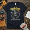 I'm An Electrician If I Dance Without Music Shut The Main Breaker Off t-shirt design with a robot skeleton holding