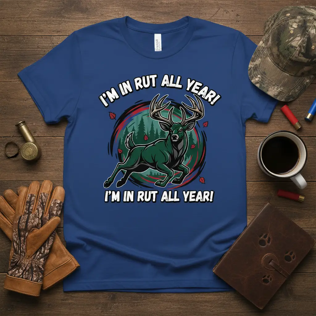 I’m in Rut All Year! Funny Deer Hunting T-Shirt Gift