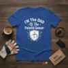 I'm The Dad Of The Friend Group t-shirt with white text and shield graphic featuring tools and a coffee cup
