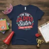 I'm The Oldest Sister I Make The Rules quote on a navy t-shirt with floral accents