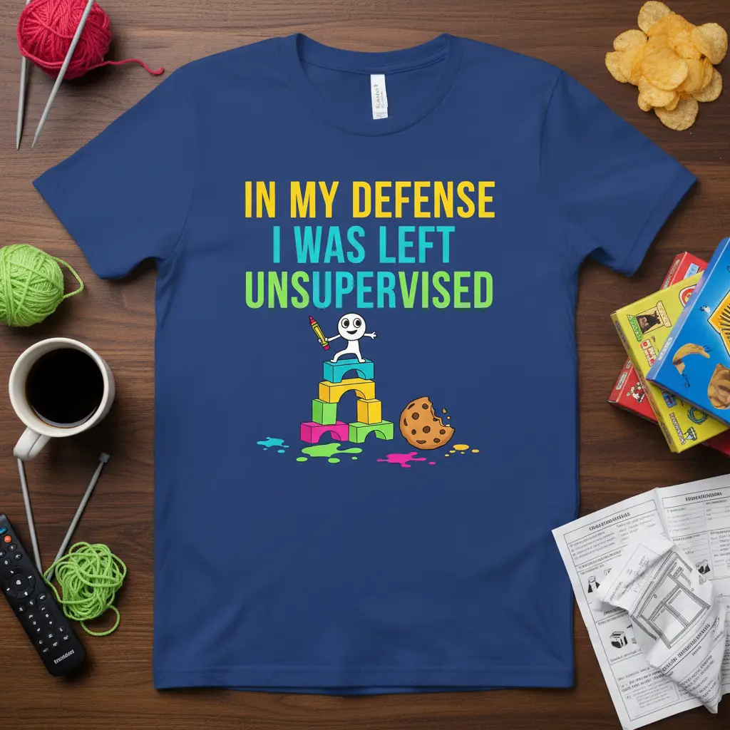 In My Defense I Was Left Unsupervised Funny Quote T-Shirt